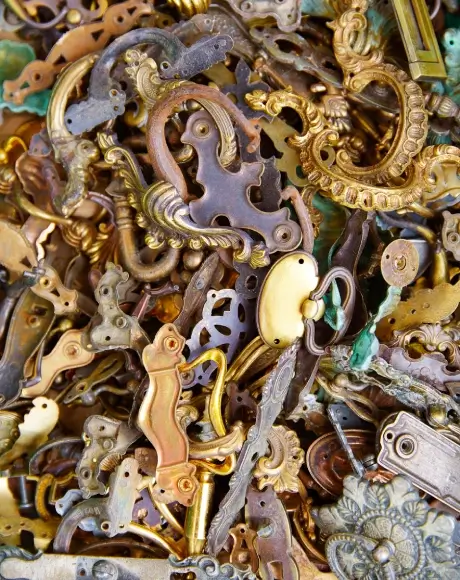 Sorted brass and metal parts graded before pricing