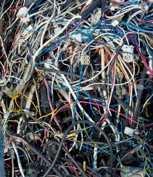 Bundles of old copper and aluminium cables ready for weighing