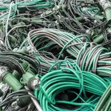 Cables sorted by type after removal from an office