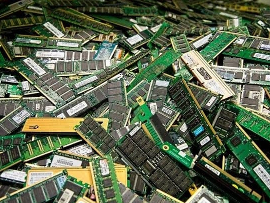 Old office monitors, phones and equipment cleared during dismantling