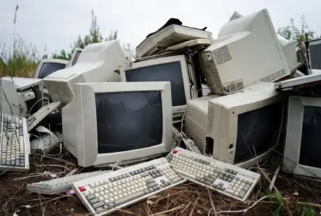 Mixed old electronics sorted for recycling instead of being dumped