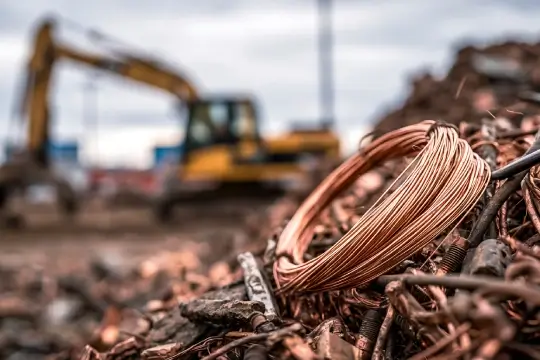 Coils of copper wire scrap from an industrial unit