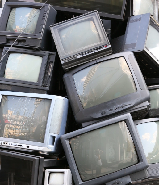 Heap of old televisions and monitors ready for collection in Chennai